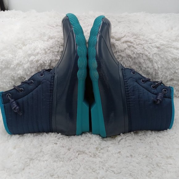 Sperry Boots Womens 6.5 Navy Blue Saltwater Puff Nylon Duck Rain Snow‎ Rubber - Picture 4 of 8